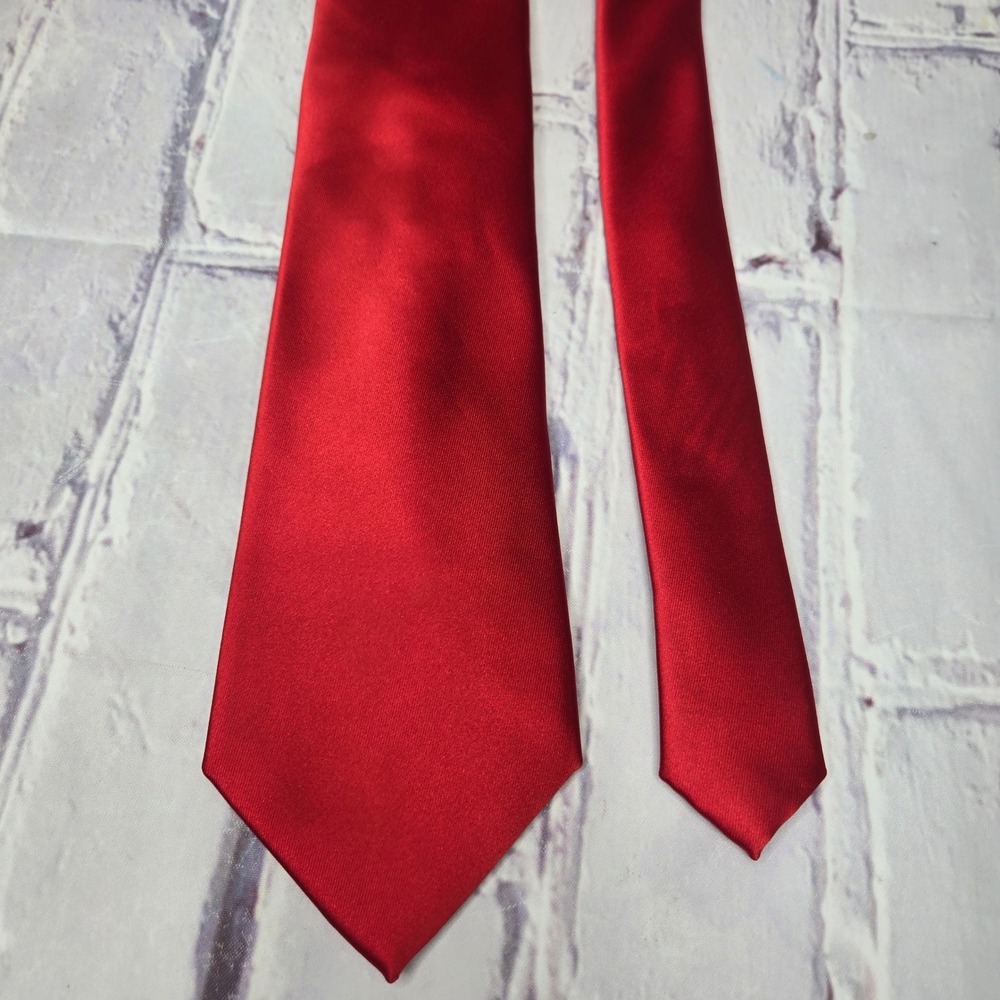 Countess Mara Necktie Red Solid Satin Formal Classic Business Dress Mens NWT
